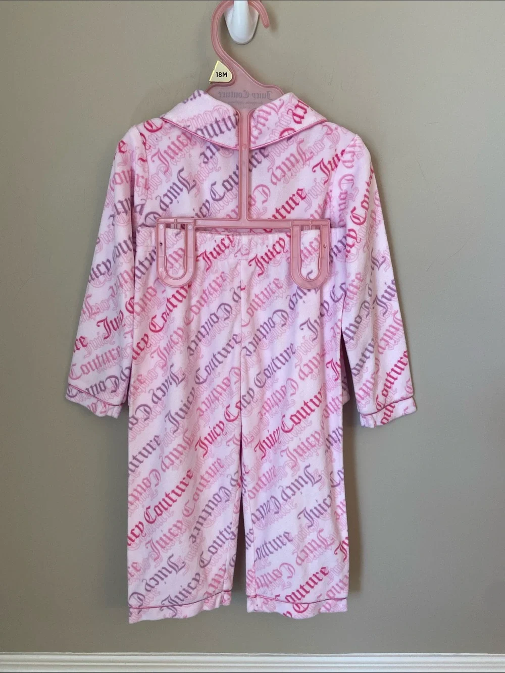 Juicy Couture Pink Logo Fleece Pajama Set for Girls, 18 months, NWT, Soft, Cozy